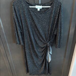 Elle Black and White Dotted Midi Dress